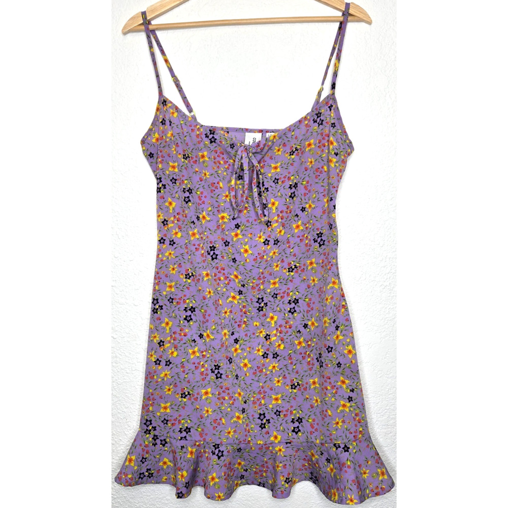 Collusion‎ Dress Womens 4 Purple Floral Mini Babydoll Slip Ruffle Lightweight